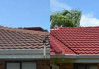 Roof restoration with re-pointed ridgecapping and replaced guttering